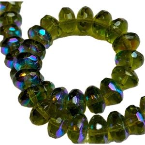 Vibrant peridot colored Crystal iridescent bead bracelet